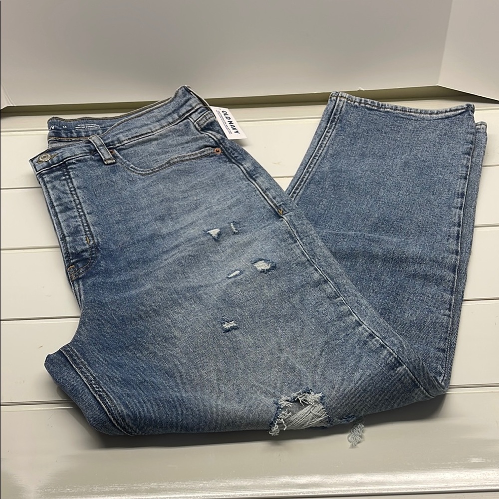 old navy the sky-hi straight extra higt rise secret slim pockets stretch Sz 14